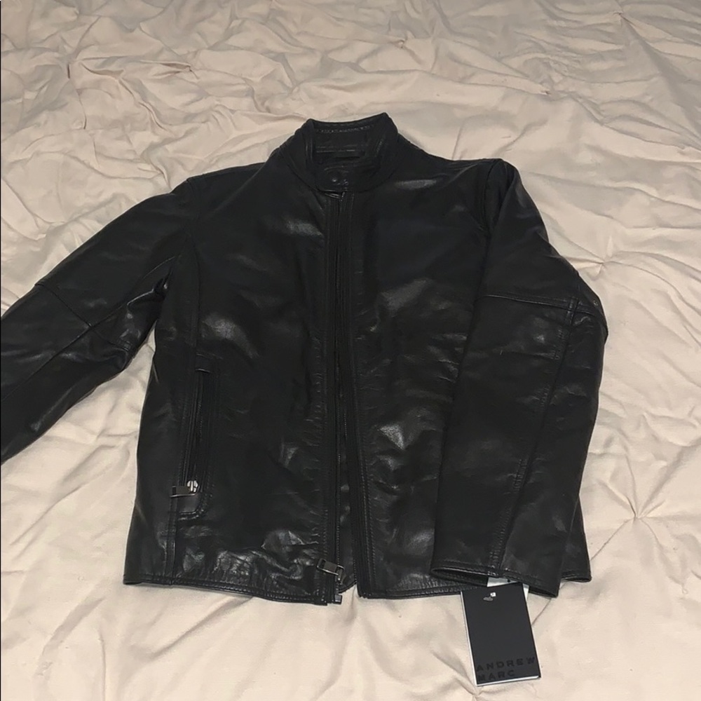 Andrew Marc Emerson calf skin leather jacket